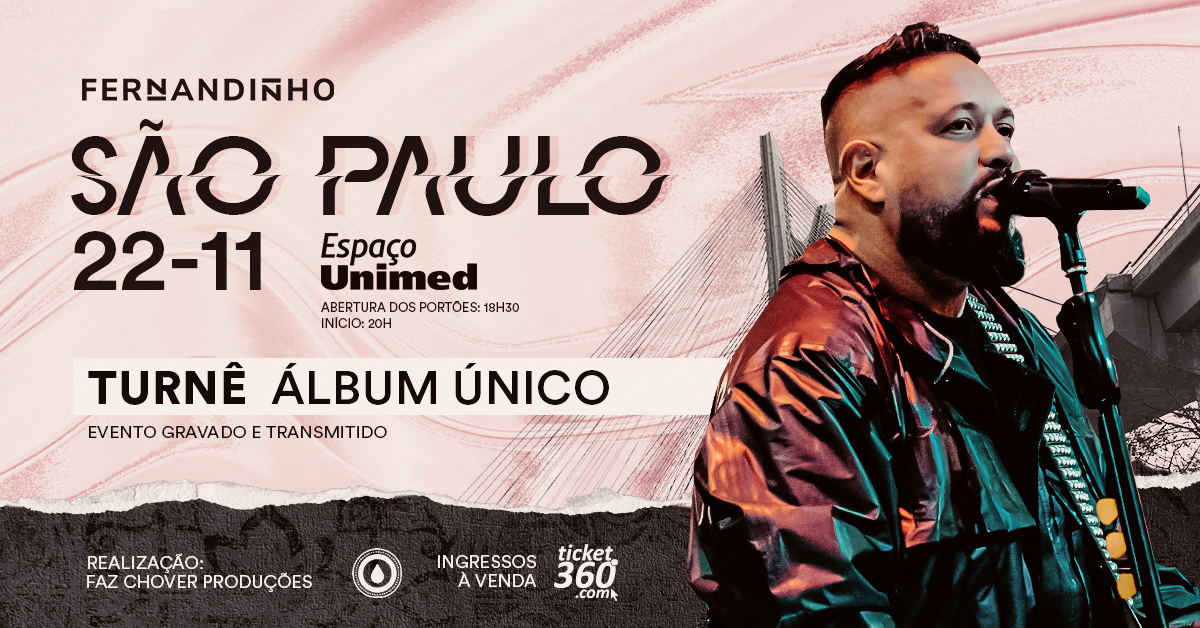 Indicado pela primeira vez ao Grammy Latino, Fernandinho se apresenta com o álbum “Único” no Espaço
